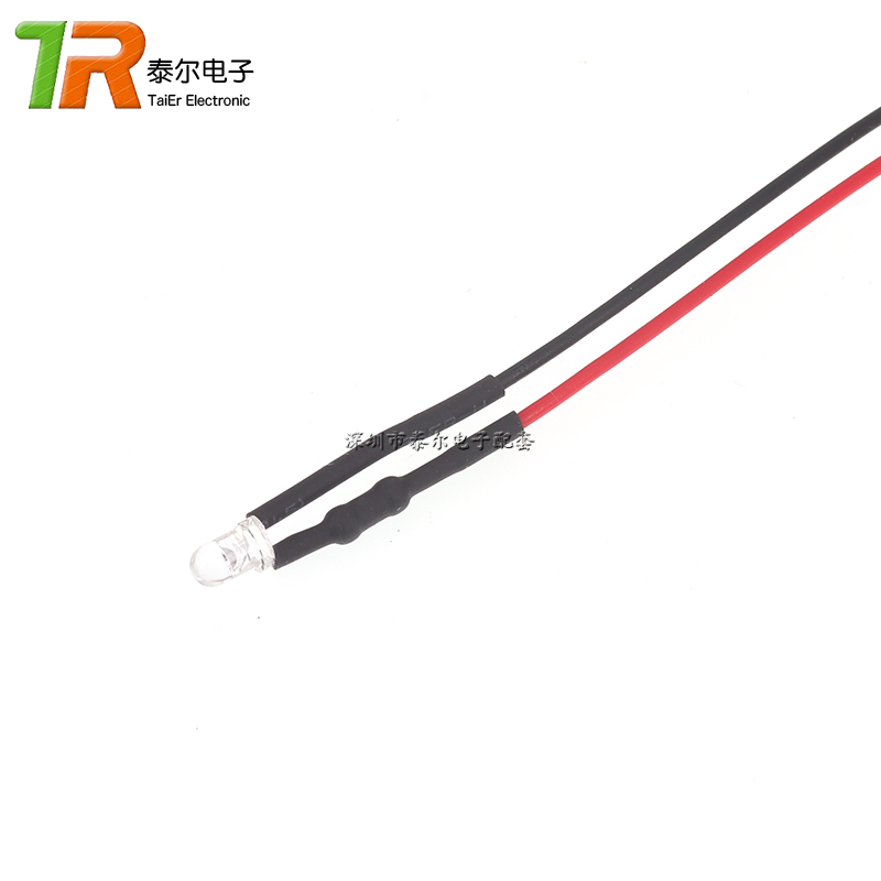 LED带线灯珠发光二极管 3MM/5MM模型装饰玩具车指示灯 5V~12V 5条