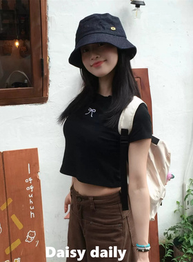 神仙藤井树同款H标渔夫帽女四季可戴牛仔显脸小盆帽百搭遮阳帽子