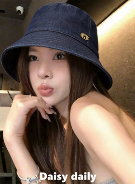 日系复古牛仔渔夫帽女春夏2026新款拍照素颜显脸小遮阳防晒盆帽子