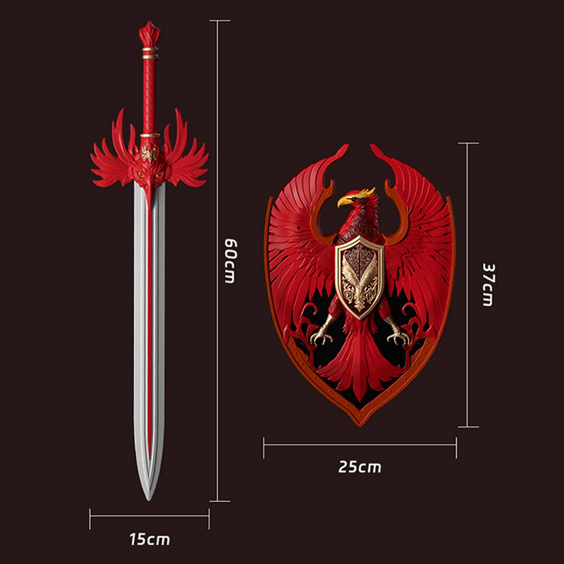 儿童玩具刀剑武器男孩宝剑上古四大圣兽剑盾组合PU软胶盾牌模型 - 图0