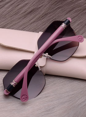 带钻高级女款无框偏光墨镜