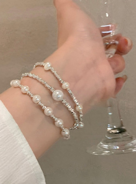 一眼就沦陷ins风碎银子珍珠手链