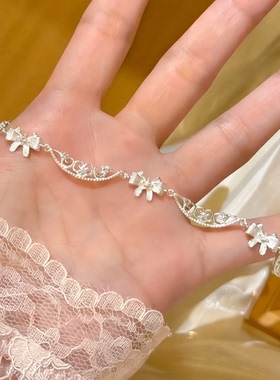 新款蕾丝纹蝴蝶结新中式手链女闪