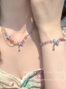 浅夏月光甜酷风蝴蝶项链女设计感