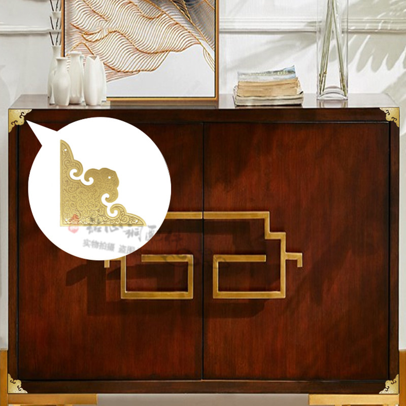 新中式家具纯铜护角仿古衣柜门木箱子护边角花复古刻画装饰铜角片,淘宝优惠券,粉丝福利购,淘宝优惠卷