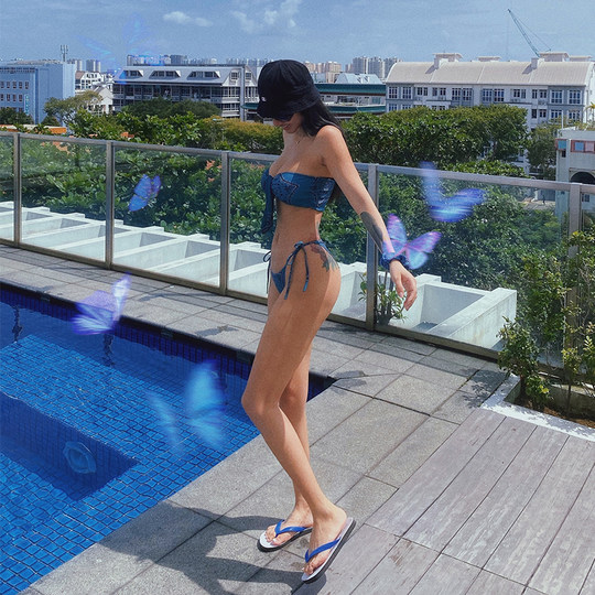 Sexy bikini split swimsuit European and American printed straps