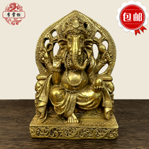 Li dispensers Indian statues of Buddha pure bronze Elephant nose chaeses Brass Thai Wealth Wisdom Elephant Gods Decorate Bronze Statue