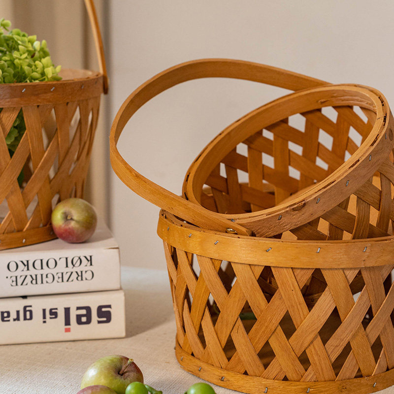 手工编织收纳筐鸡蛋筐手提篮水果蔬菜篮面包零食收纳篮花篮木片篮,淘宝优惠券,粉丝福利购,淘宝优惠卷