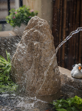 户外庭院民宿院落造景仿石头槽缸