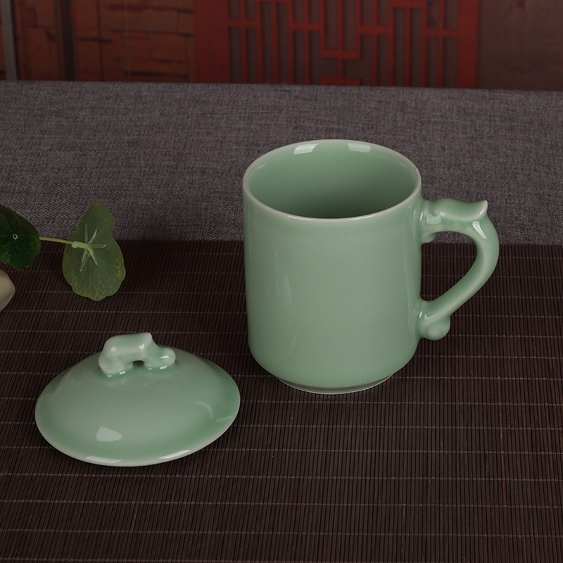 包邮青瓷茶杯陶瓷复古水杯办公室茶杯带盖龙杯家用泡茶杯宾馆单杯,淘宝优惠券,粉丝福利购,淘宝优惠卷