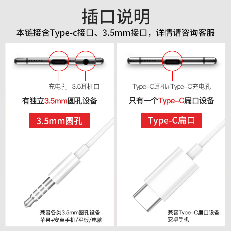 兰士顿耳机有线typec接口适用小米11/10pro入耳式红米k40原装正品-图0