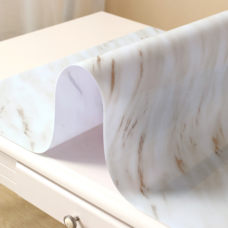 软玻璃ins桌布纯色北欧黑色大理石纹白色大理石桌布防水PVC桌垫-图0