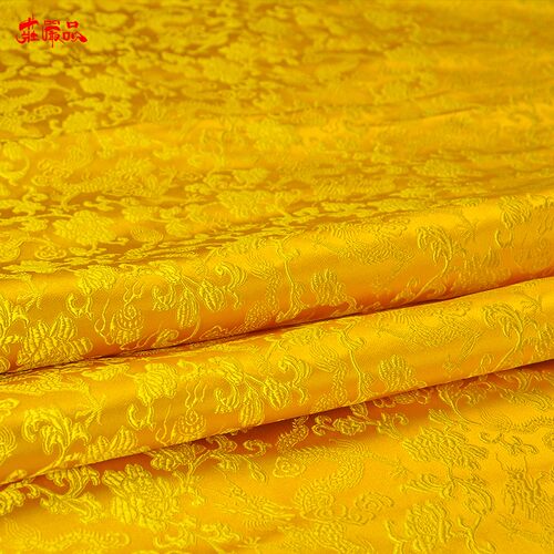 龙纹布料佛桌布佛帘佛堂装饰织锦缎桌围黄布佛台供奉一米4宽幅 - 图2