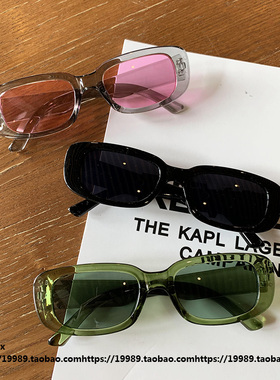 网红美伢同款黑色眼镜新款长方形墨镜男潮复古ins蹦迪太阳镜女