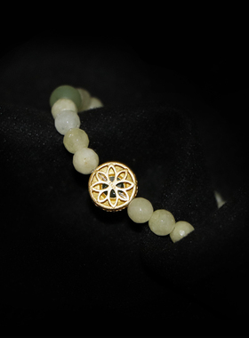 舒晓集原创设计黄玉手链纯银镀金天然手串母亲节礼物