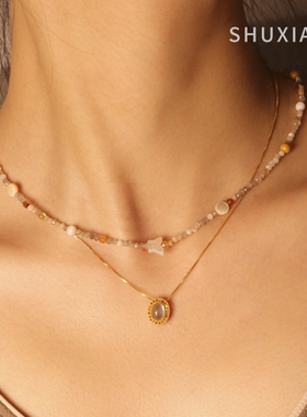 SHUXIAO原创设计【稚晓】天然石项链私人订制女生生日礼物ins小众