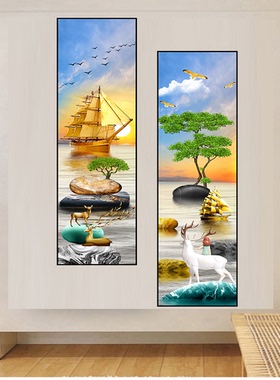 双联组合画进门入户客厅过道贴画