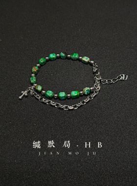 【缄默局HB】Vintage古着「Turquoise Cross」小众潮人饰品手链