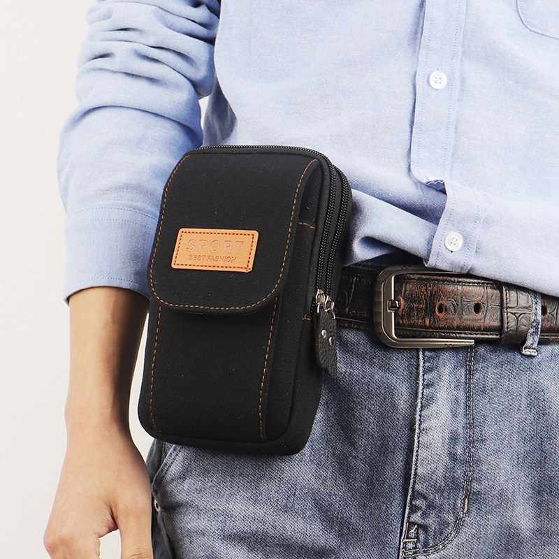 新款帆布手机包男士穿皮带手机套多功能工地干活挂包7.5寸手机包,淘宝优惠券,粉丝福利购,淘宝优惠卷