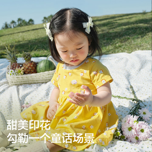 巴拉巴拉宝宝连衣裙婴儿公主裙2026夏季新款甜美圆领可爱洋气裙子 - 图1