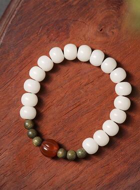 秀气白玉菩提手串佛珠文艺森系长相思简约气质南瓜珠单圈手链