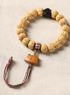 国潮复古民族风招财紫金鼠手串爆肉高密大金刚菩提搭卡通狐狸手持