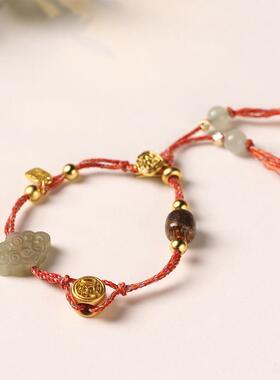 国潮古风简约个性好运连连DIY手工编织绳手链男女情侣款国风闺蜜