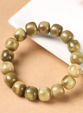 干磨玉化原生态菩提根手串男女盘玩绕指柔青柠抹茶色白玉菩提手串