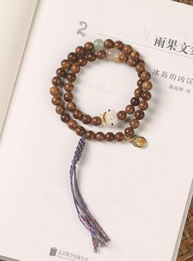 精品高抛库克圆珠手串菩提念珠炭烧菩提福猫手编绳盘玩女生款手持