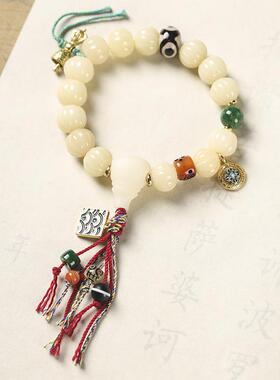 风化菩提根南瓜珠腕间配戴文玩绕指柔手串女编绳流苏手链森系国潮