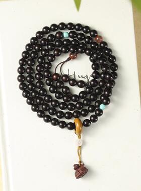 原创小叶紫檀国潮素雅个性男女款多圈好运连连血檀小莲蓬手串