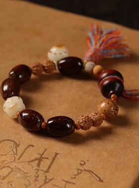 招财猫福禄财进紫金鼠手持佛珠新中式绕指柔手链文玩盘玩国潮