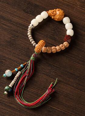 迷你星月菩提珠拼百香籽白玉菩提老型珠好运财神编绳文玩手持手串