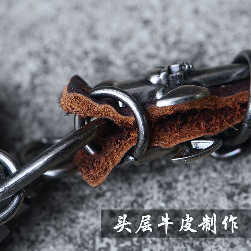 复古个性创意摩托车牛皮钥匙扣男挂件哈雷重型机车钥匙链圈环潮 - 图2