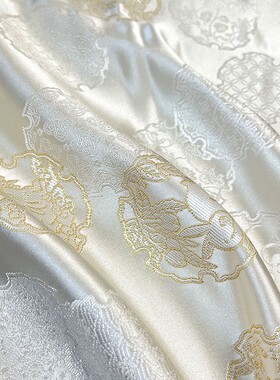 如意兔子  织锦缎布料雪轮纹复古提花绸缎古装马甲新服装面料