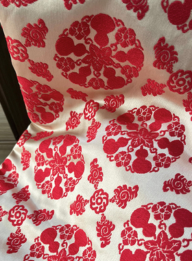 仿漳绒提花缎汉服布料