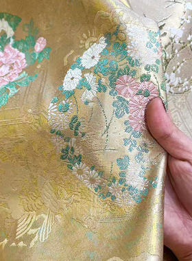 西阵织牡丹团高缎仿缂丝布料