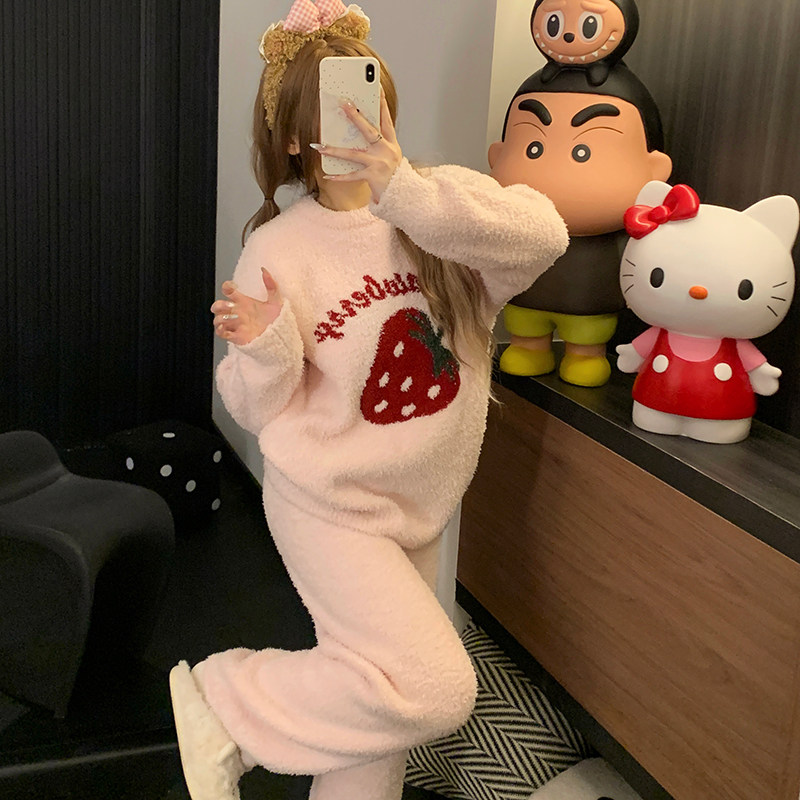 半边绒睡衣女冬季2025新款加绒加厚可外穿法兰绒保暖居家服女套装,淘宝优惠券,粉丝福利购,淘宝优惠卷