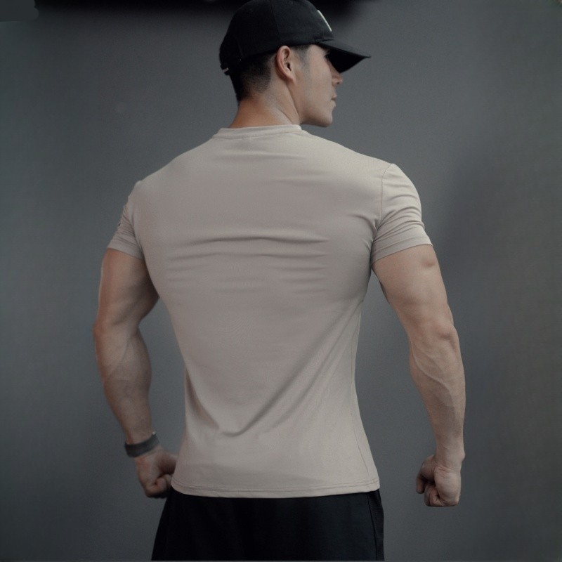 运动短袖男t恤2025新款显肌肉身材收袖口健身V领紧身冰感速干上衣,淘宝优惠券,粉丝福利购,淘宝优惠卷