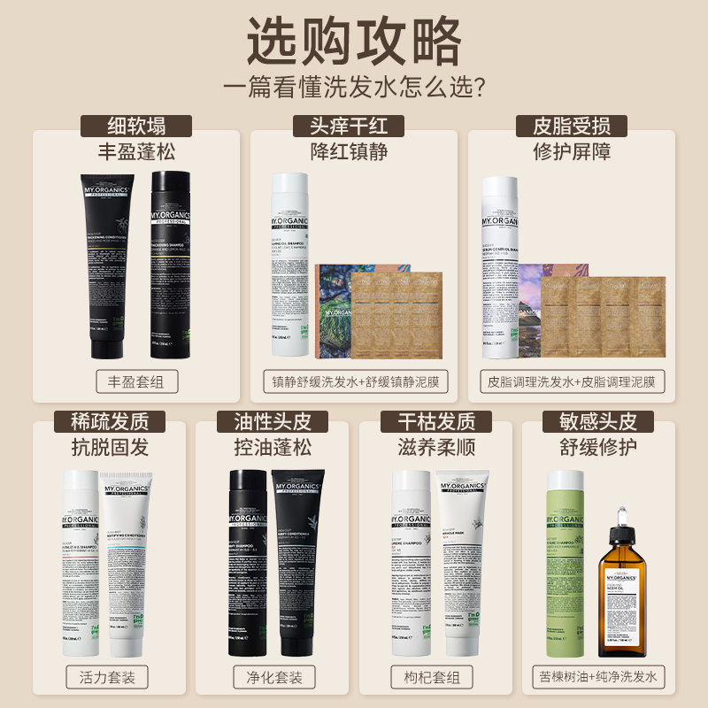 【百补专属】章小蕙myorganics洗发水护发素抗脱控油蓬松修护