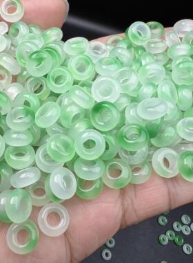 飘绿10×5mm大孔算盘珠面包圈批发 玉石饰品diy散珠圆环批发