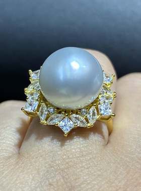 天然海水澳白珍珠戒指送女友送闺蜜大气优雅