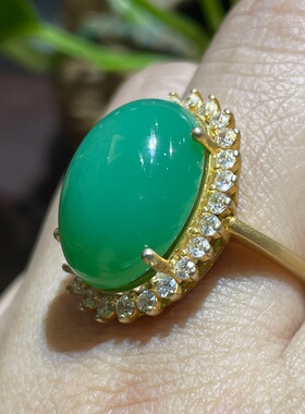 天然澳洲冰阳绿绿玉髓戒指大气优雅