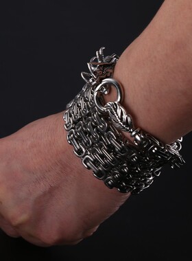欧美个性潮多圈不锈钢龙头手链