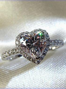 Heart Rings for Women Silver Color Bridal Jewelry Cubic Ring