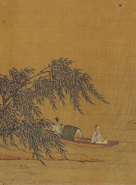 仇英楼阁图卷青绿山水高清微喷绘复古名画制品工笔山水客厅装饰画
