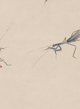于非庵 扶槡蝈蝈图 草虫花鸟写意国画字画真迹挂画仿古复制装饰画