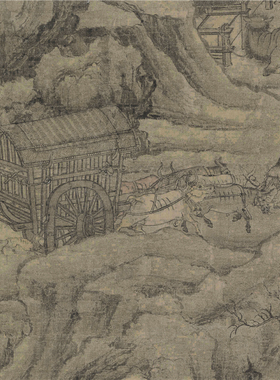 宋 佚名 盘车图 宋画立轴山水人物国画微喷复制临摹学习画稿装饰