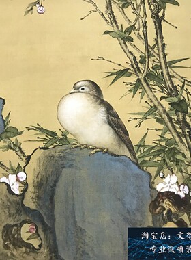 新品上市仿古字画复制画芯名家画郎世宁锦春图绢本艺术微喷装饰画