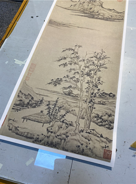 倪瓒嘉树图纸原色厘米临摹画稿